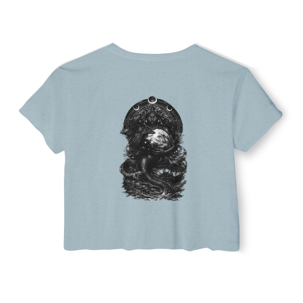 Siren Festival Crop Top — Gothic Mermaid Moon Graphic Tee