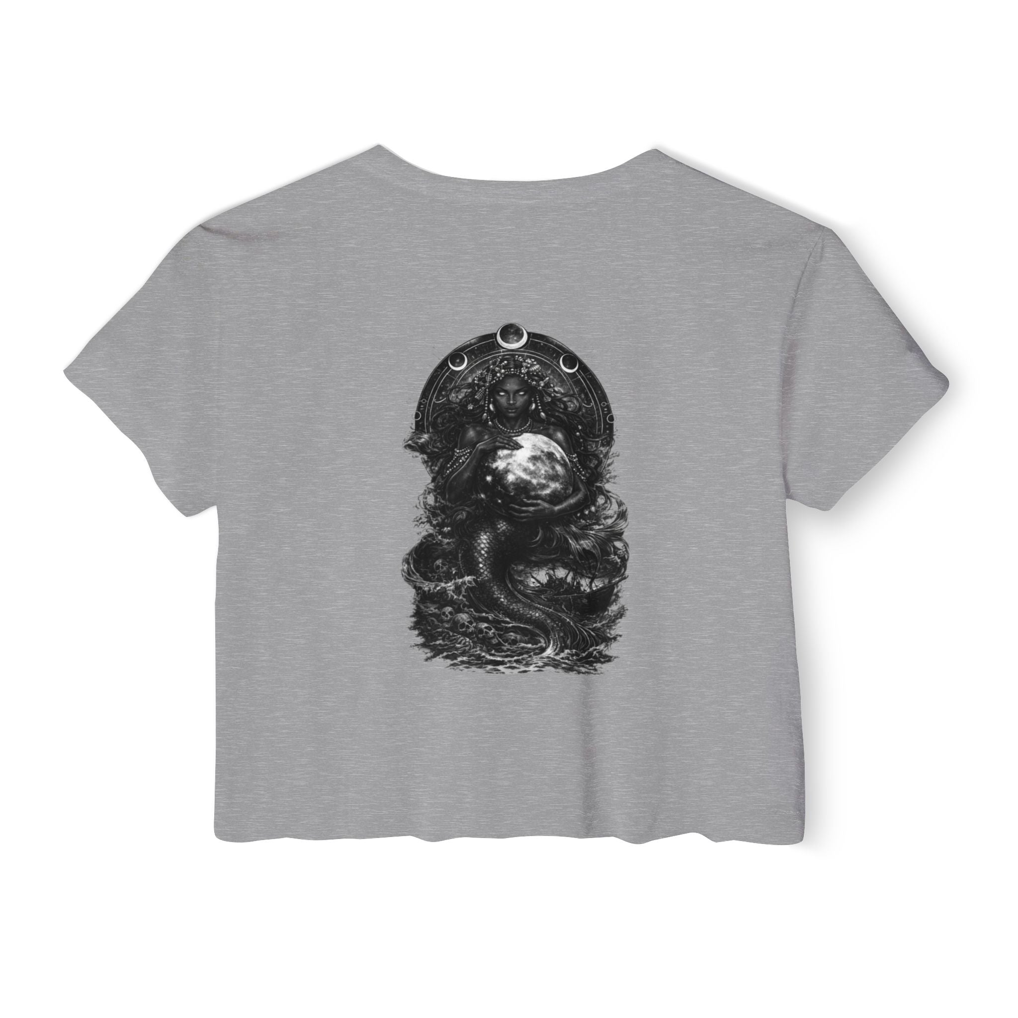 Siren Festival Crop Top — Gothic Mermaid Moon Graphic Tee