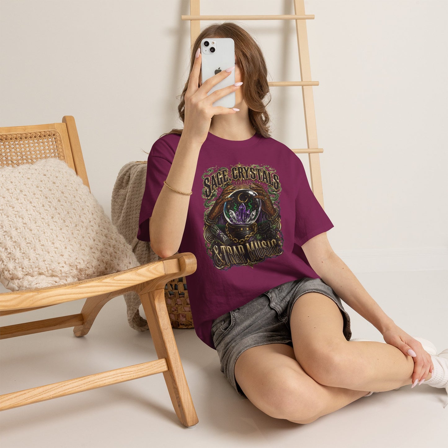 Sage, Crystals, and Trap Music, Casual Wear, Gift for Music Lovers, Spiritual Tee