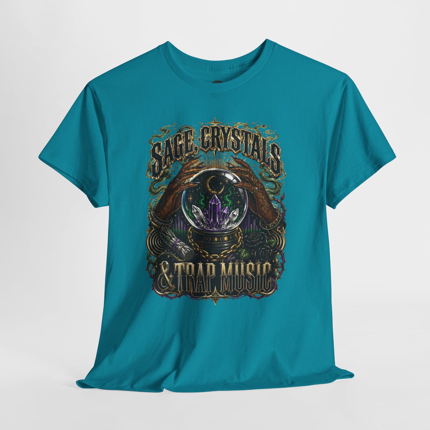 Sage, Crystals, and Trap Music, Casual Wear, Gift for Music Lovers, Spiritual Tee