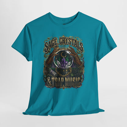 Sage, Crystals, and Trap Music, Casual Wear, Gift for Music Lovers, Spiritual Tee