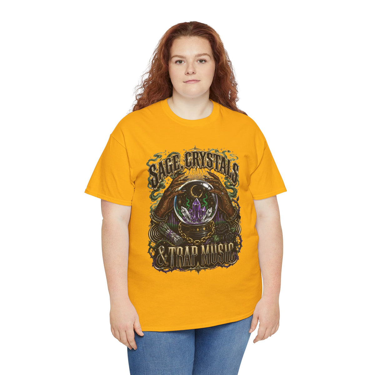 Sage, Crystals, and Trap Music, Casual Wear, Gift for Music Lovers, Spiritual Tee