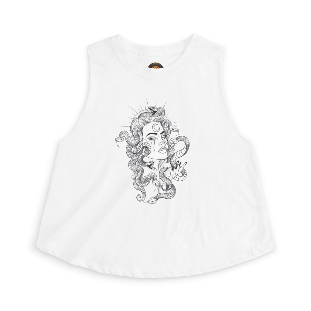 Medusa Illustration Crop Top — Mythical Goddess Graphic Tank