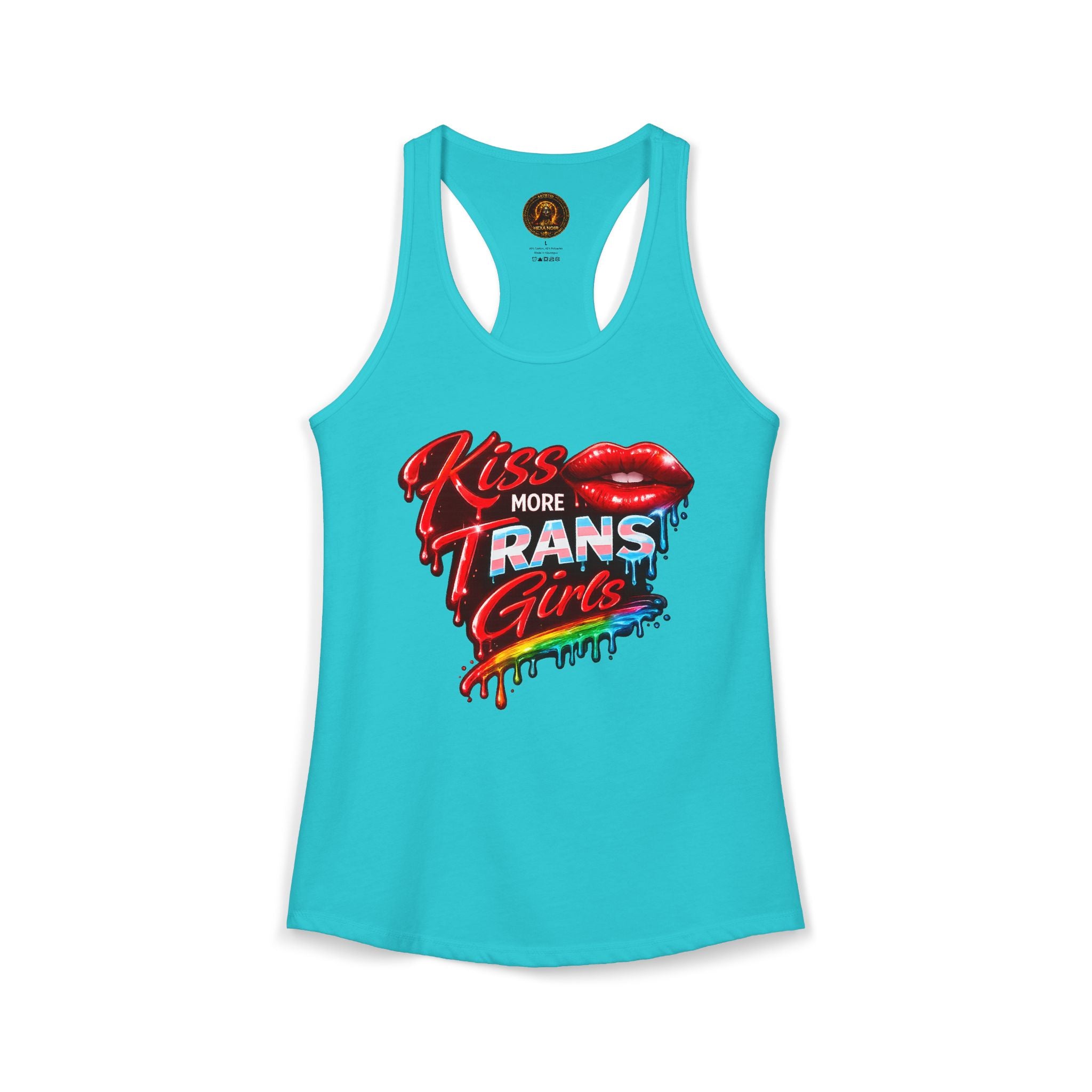 Kiss More Trans Girls Racerback Tank | Hexa Noir Pride '26 Collection
