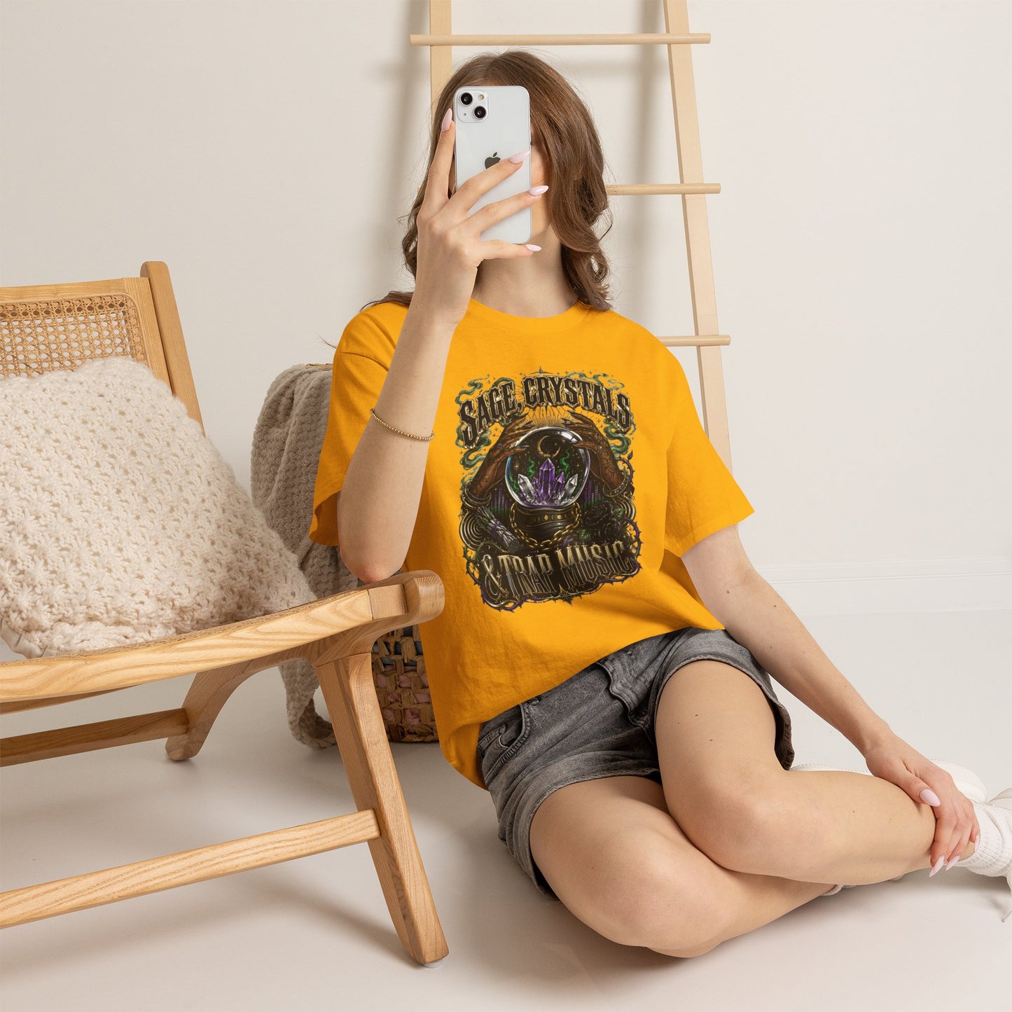 Sage, Crystals, and Trap Music, Casual Wear, Gift for Music Lovers, Spiritual Tee