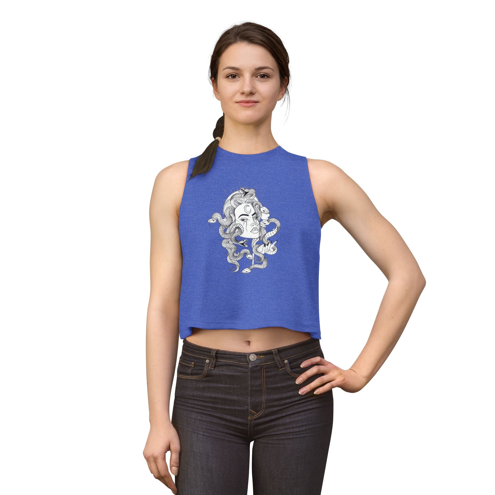 Medusa Illustration Crop Top — Mythical Goddess Graphic Tank