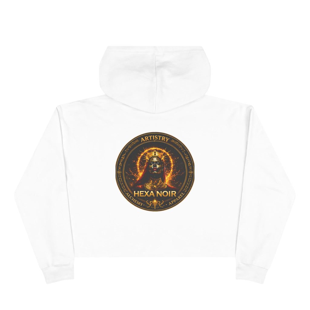 Hexa Noir Crop Hoodie — Gold Sigil Graphic Crop Hoodie