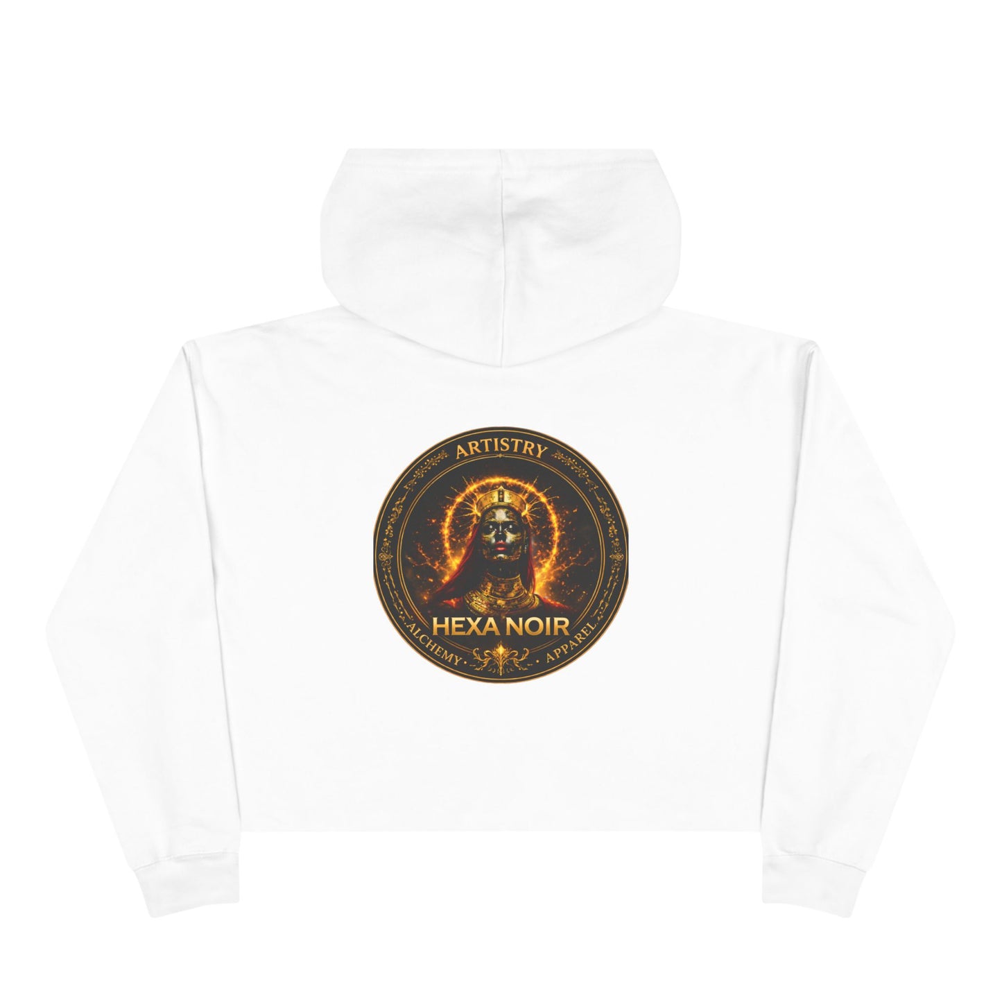 Hexa Noir Crop WENTCH Hoodie — Gold Sigil Graphic Crop Hoodie