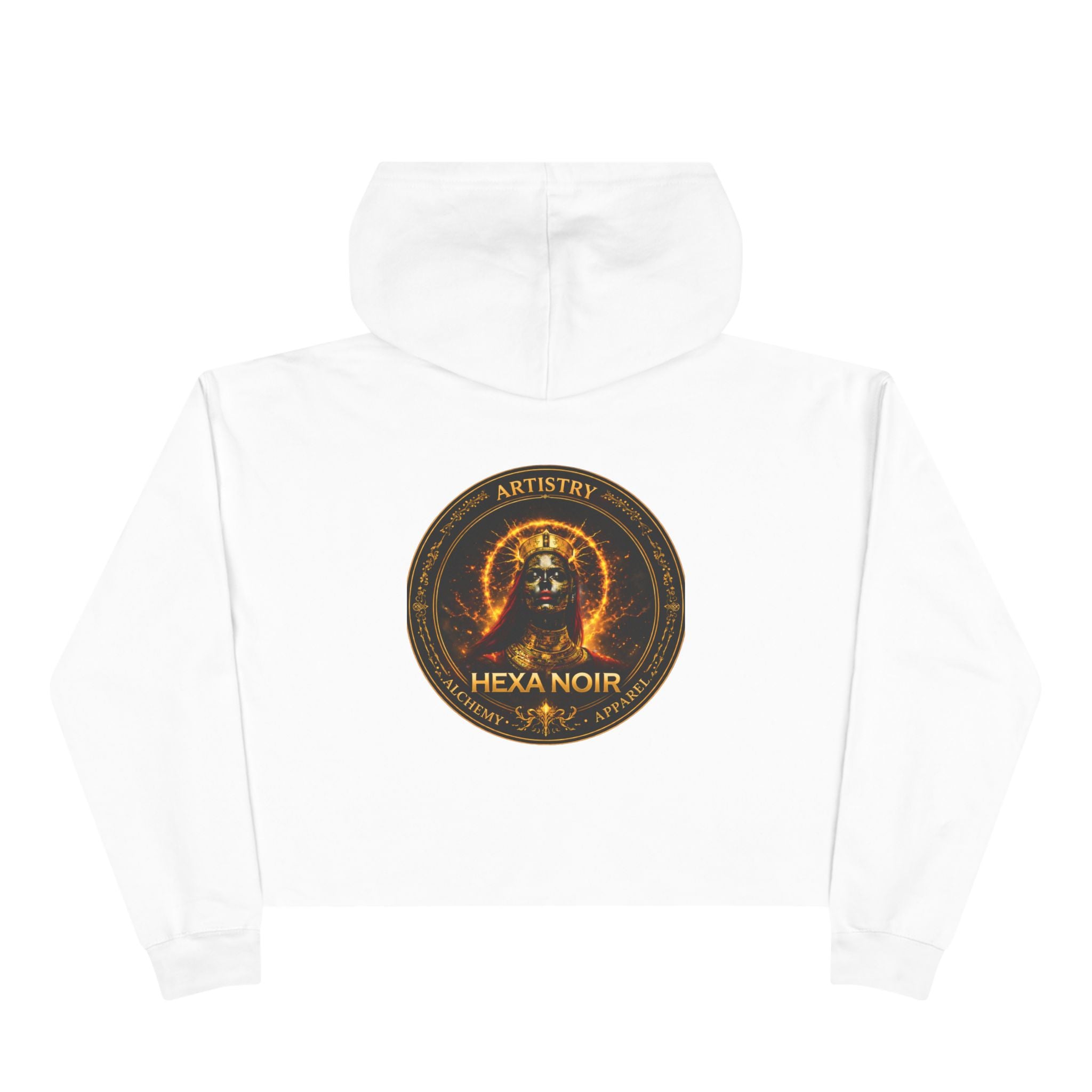 Hexa Noir Crop Hoodie — Gold Sigil Graphic Crop Hoodie