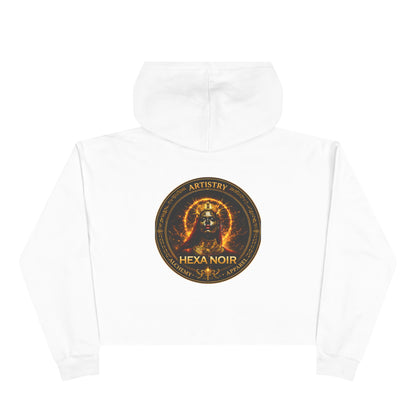 Hexa Noir Crop WENTCH Hoodie — Gold Sigil Graphic Crop Hoodie