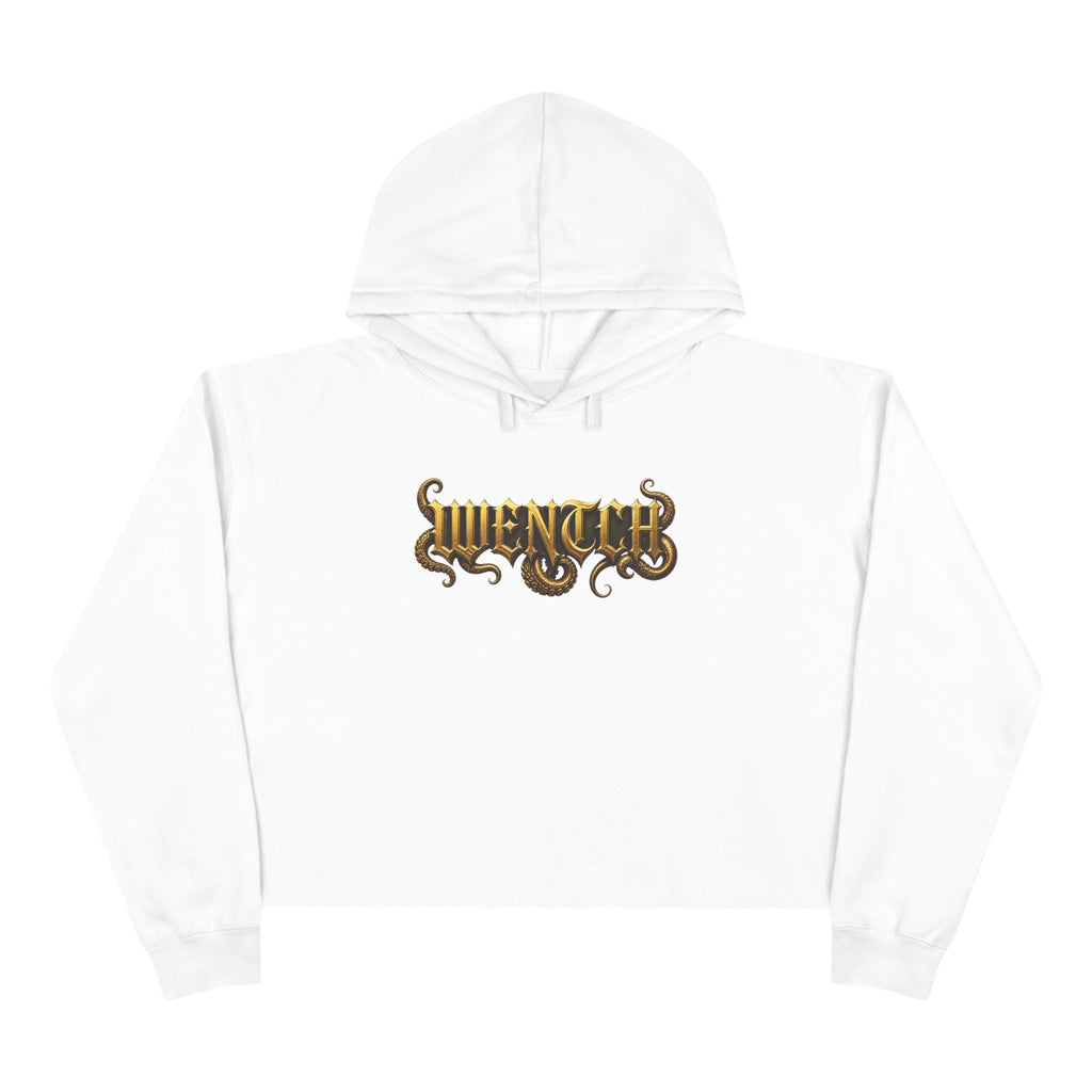 Hexa Noir Crop Hoodie — Gold Sigil Graphic Crop Hoodie