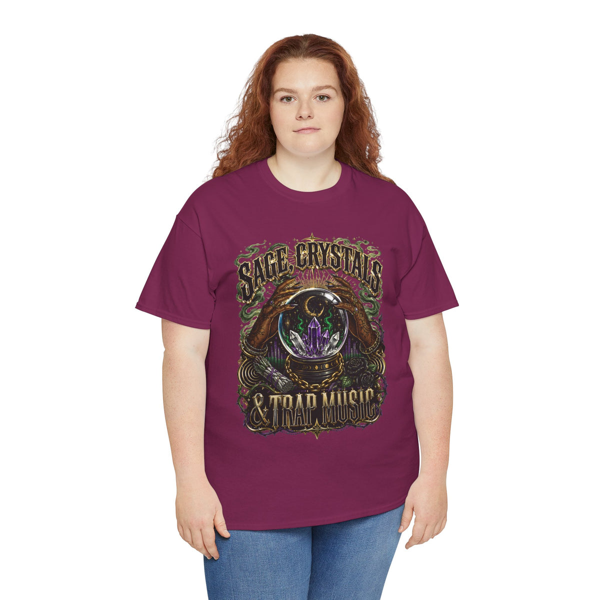 Sage, Crystals, and Trap Music, Casual Wear, Gift for Music Lovers, Spiritual Tee