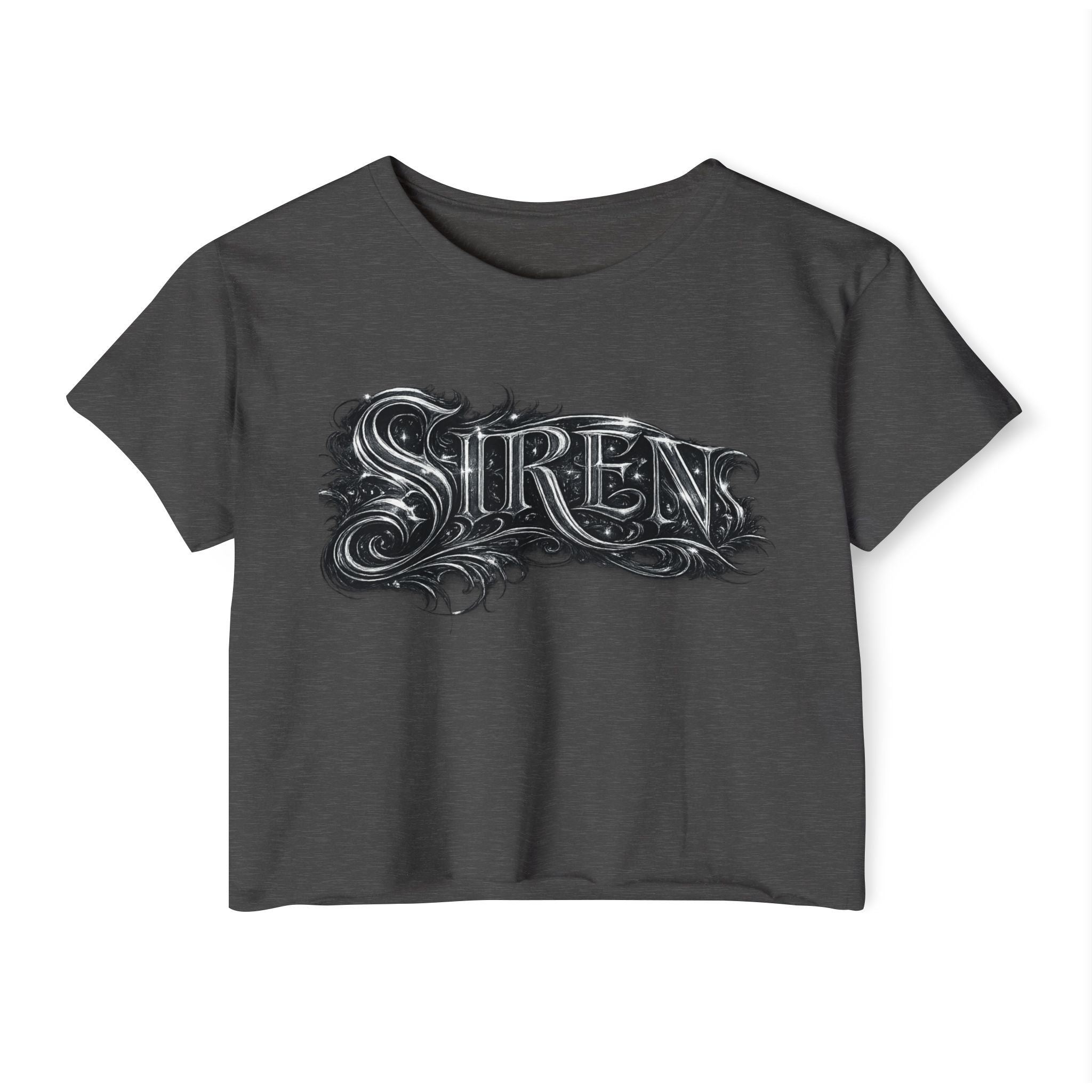 Siren Festival Crop Top — Gothic Mermaid Moon Graphic Tee