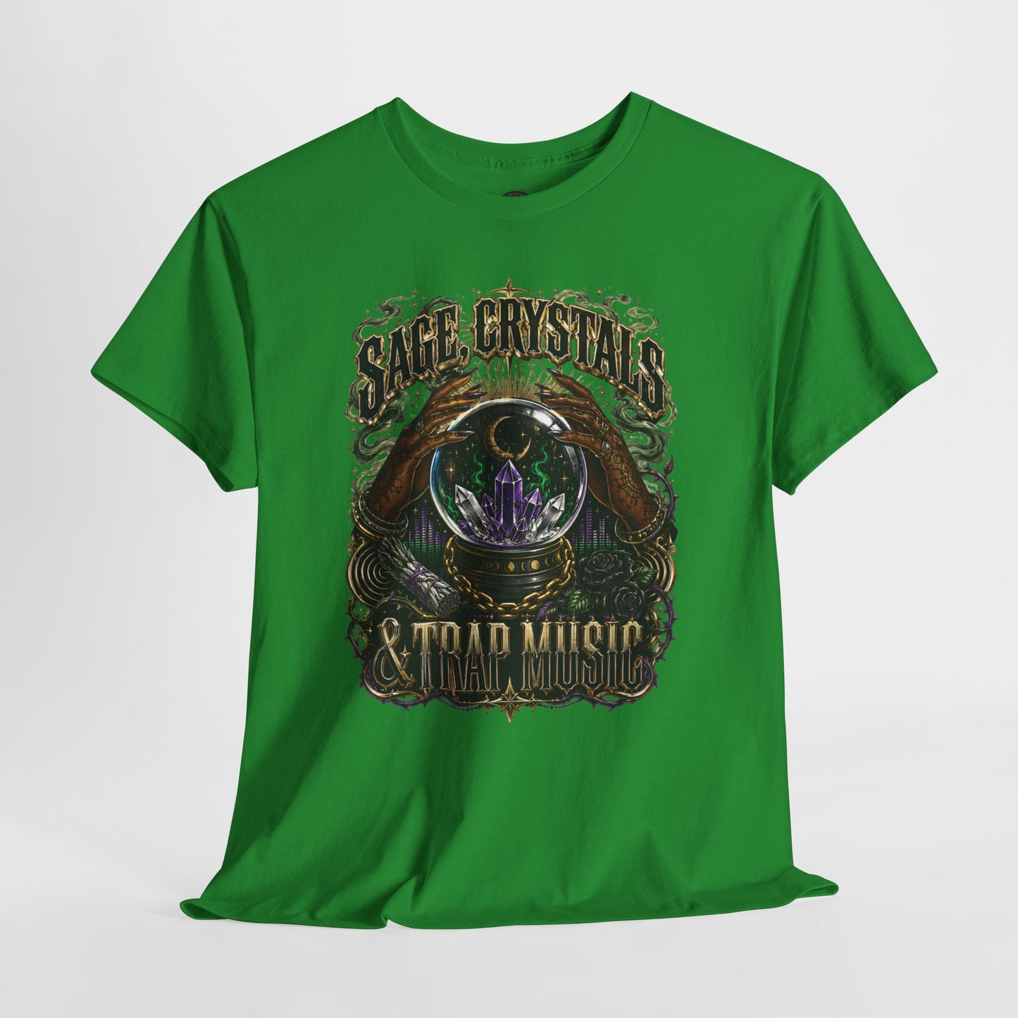Sage, Crystals, and Trap Music, Casual Wear, Gift for Music Lovers, Spiritual Tee