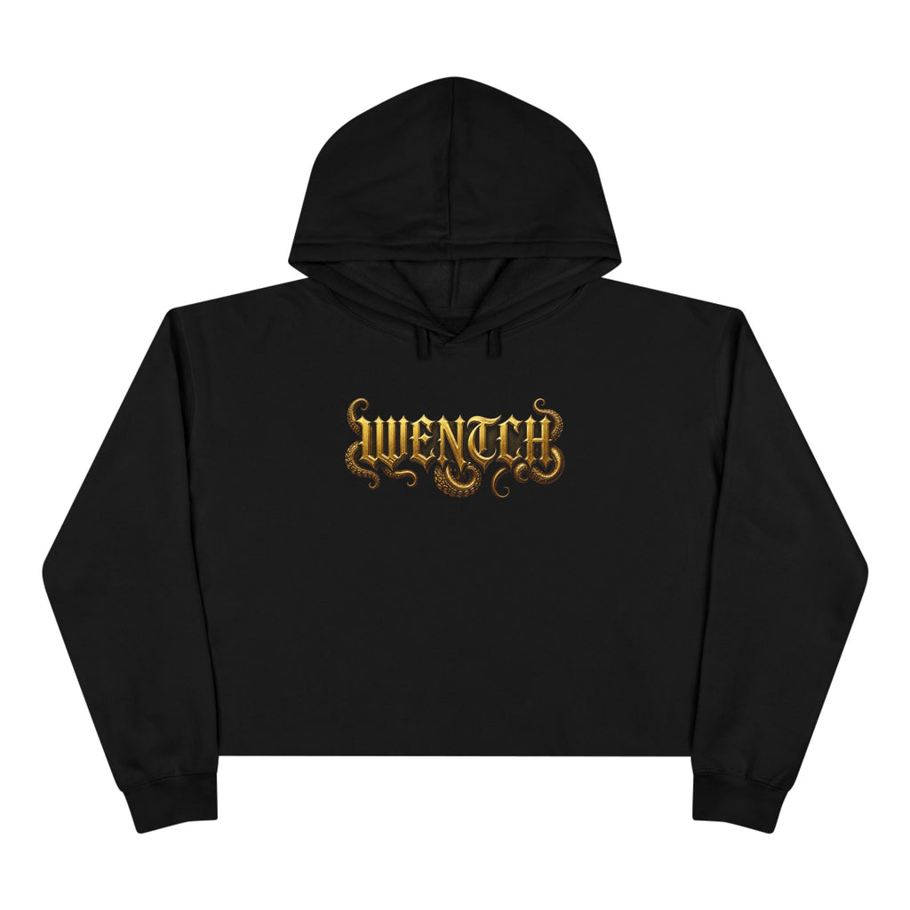 Hexa Noir Crop Hoodie — Gold Sigil Graphic Crop Hoodie