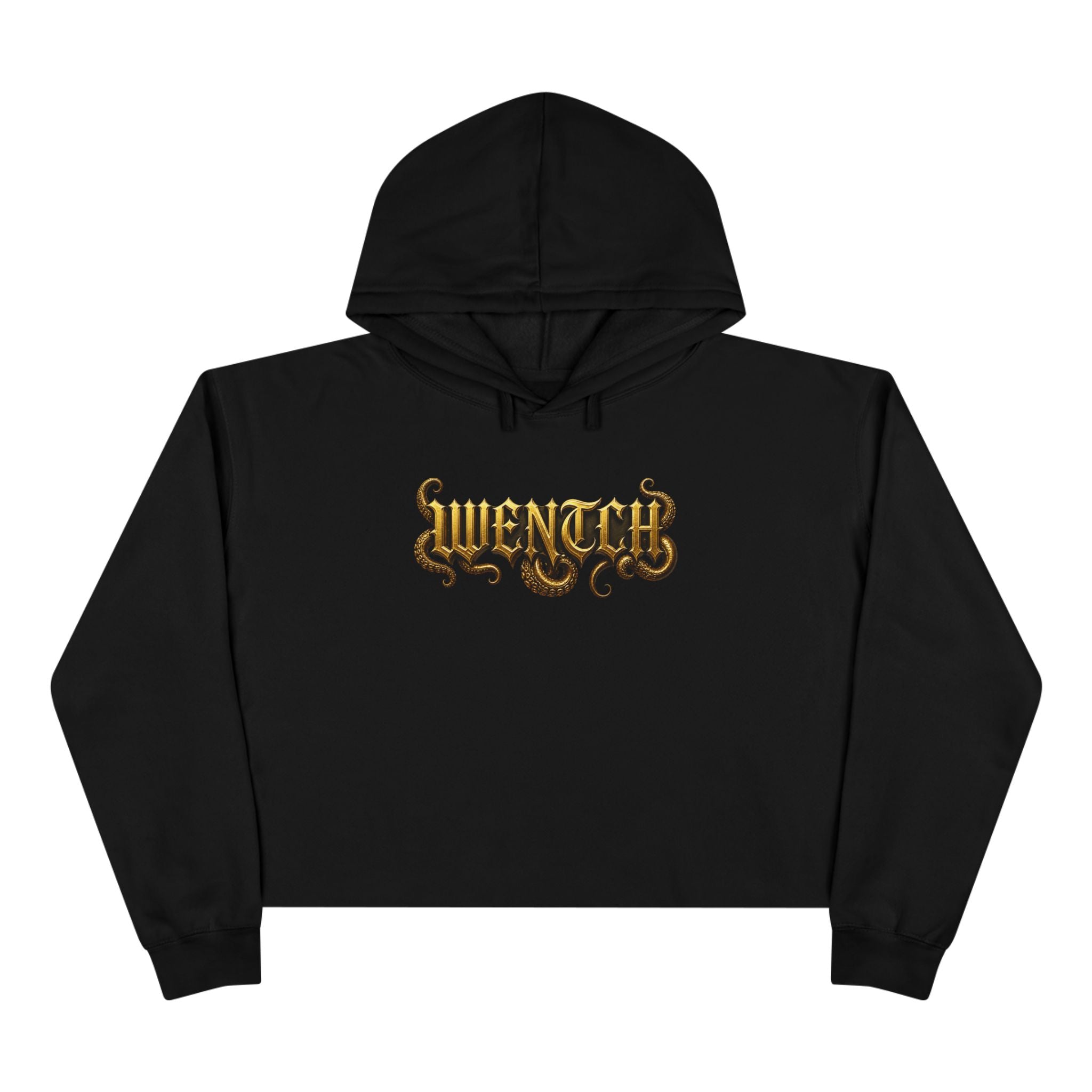 Hexa Noir Crop Hoodie — Gold Sigil Graphic Crop Hoodie