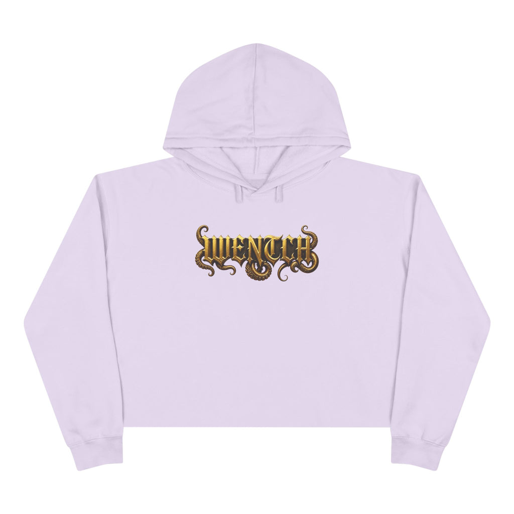 Hexa Noir Crop Hoodie — Gold Sigil Graphic Crop Hoodie