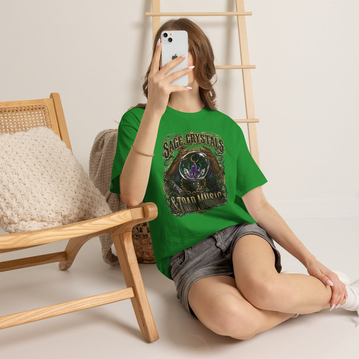 Sage, Crystals, and Trap Music, Casual Wear, Gift for Music Lovers, Spiritual Tee