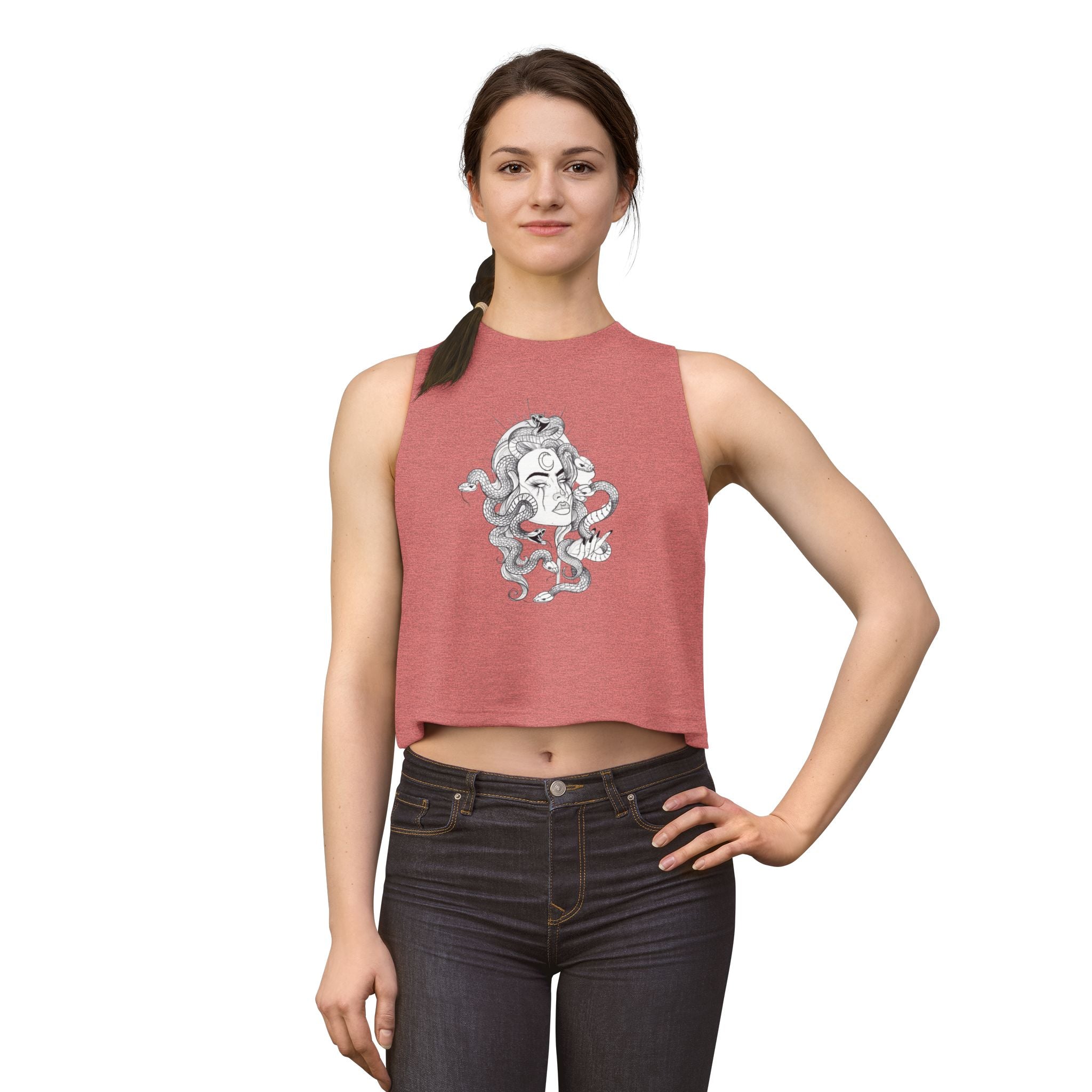 Medusa Illustration Crop Top — Mythical Goddess Graphic Tank