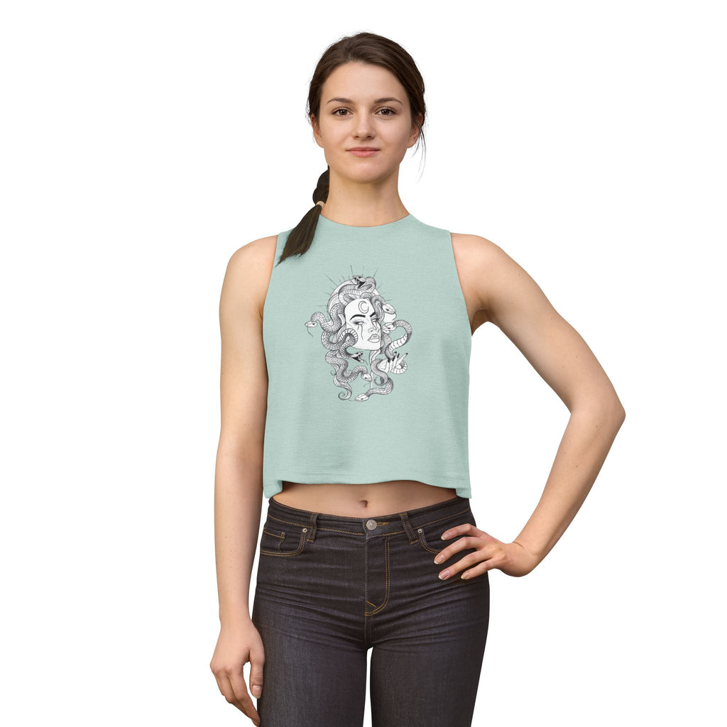 Medusa Illustration Crop Top — Mythical Goddess Graphic Tank