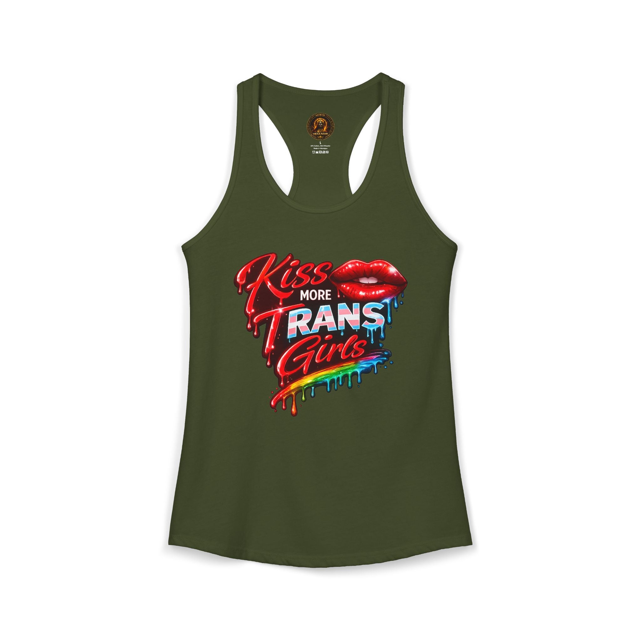 Kiss More Trans Girls Racerback Tank | Hexa Noir Pride '26 Collection