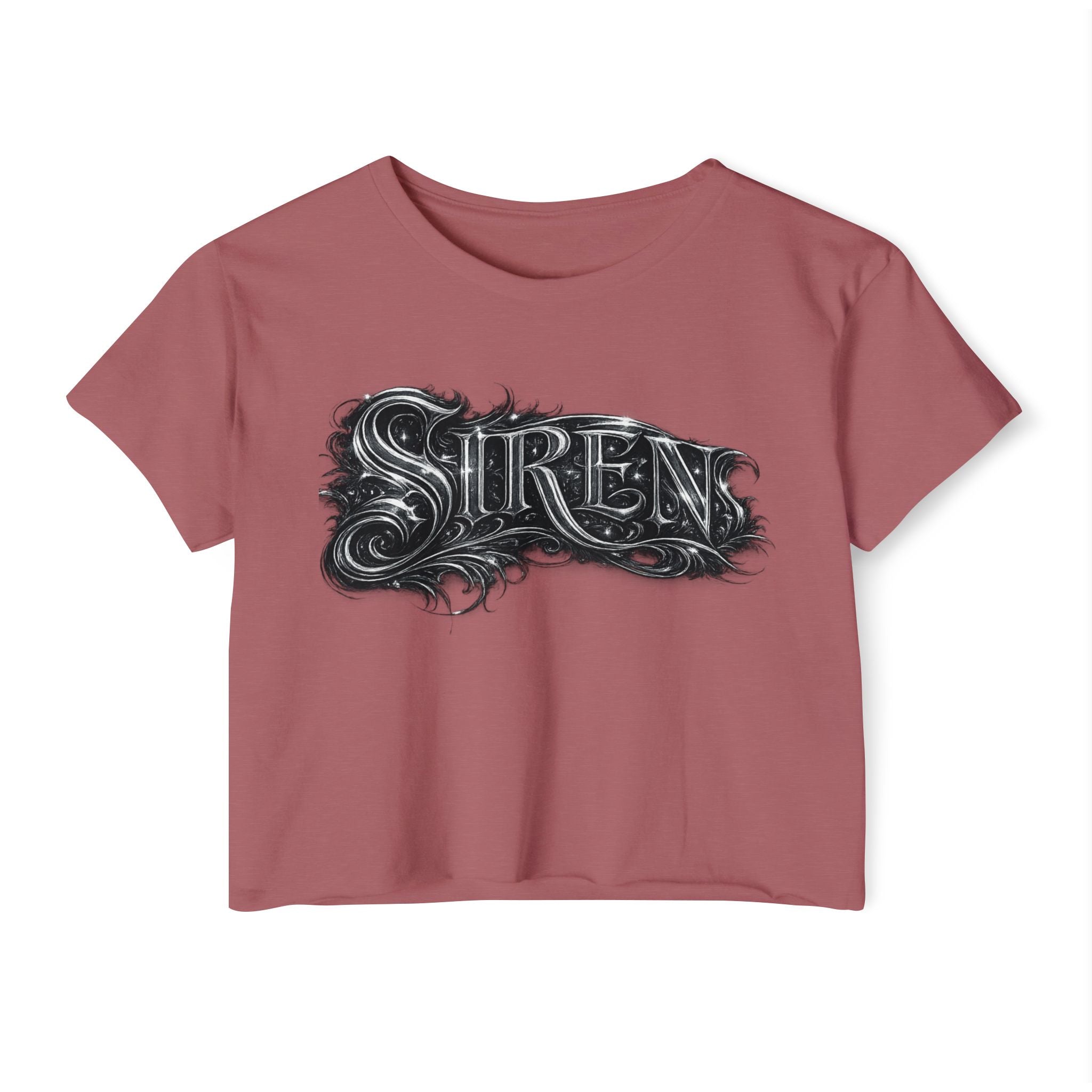 Siren Festival Crop Top — Gothic Mermaid Moon Graphic Tee