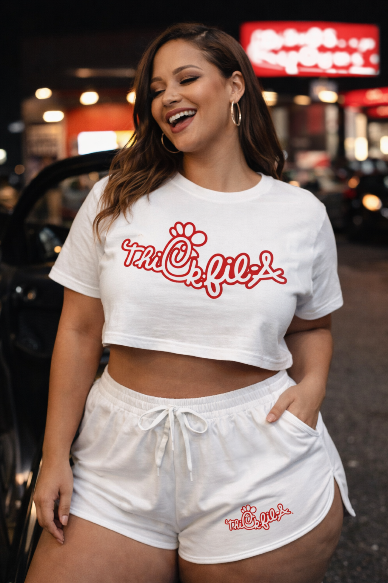 Cute Thick-Fil-A Inspired Design Shorts, Lounge Wear, Summer Apparel, Casual Bottoms, Gift for Her