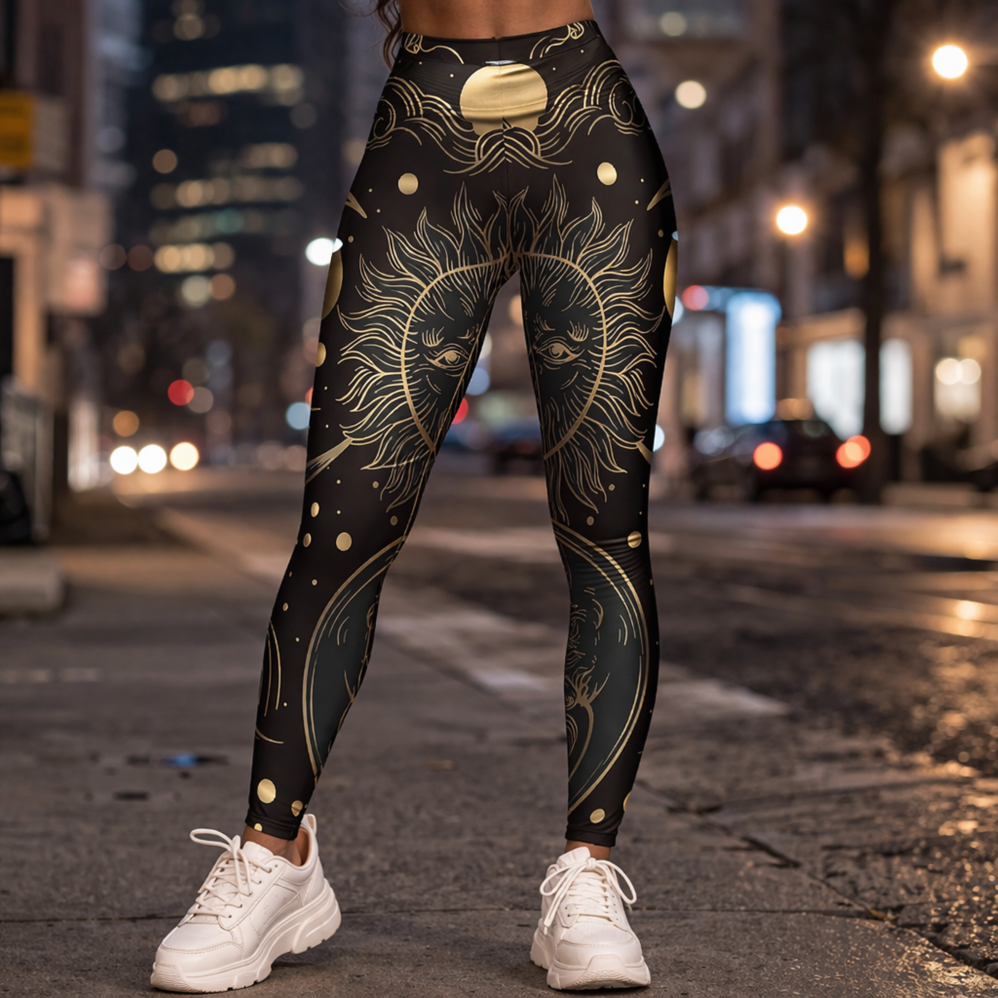 Celestial Noir Sun & Moon Leggings