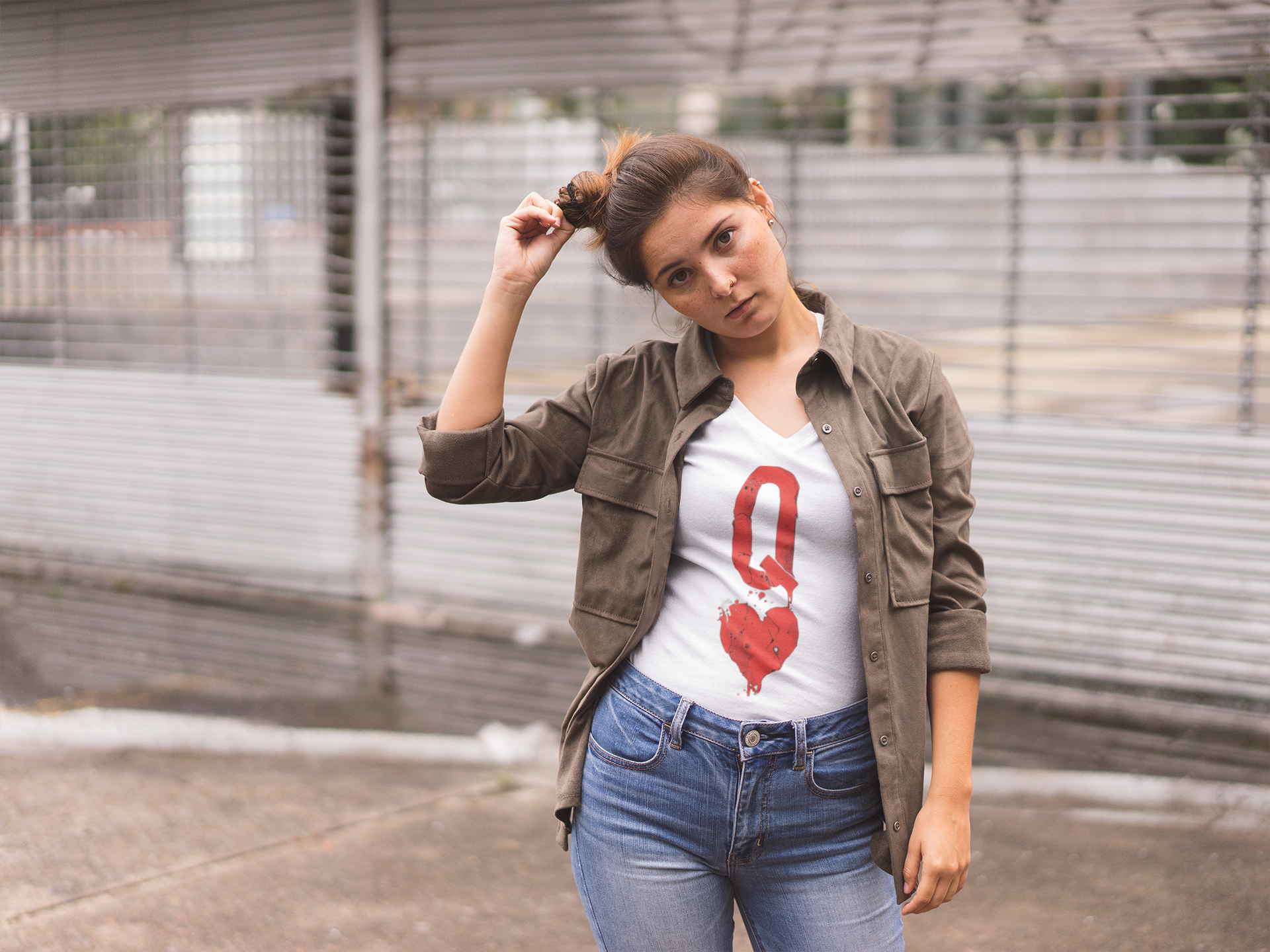 Queen of Hearts Unisex Graphic Tee — Romantic Playing Card Design
