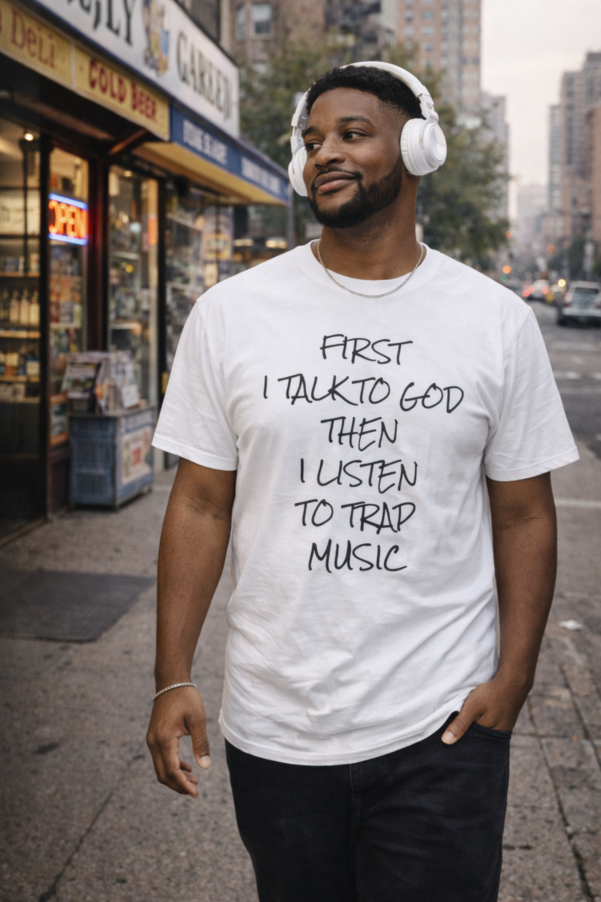 Talk to God, Then Trap Unisex Graphic Tee — Faith and Hustle