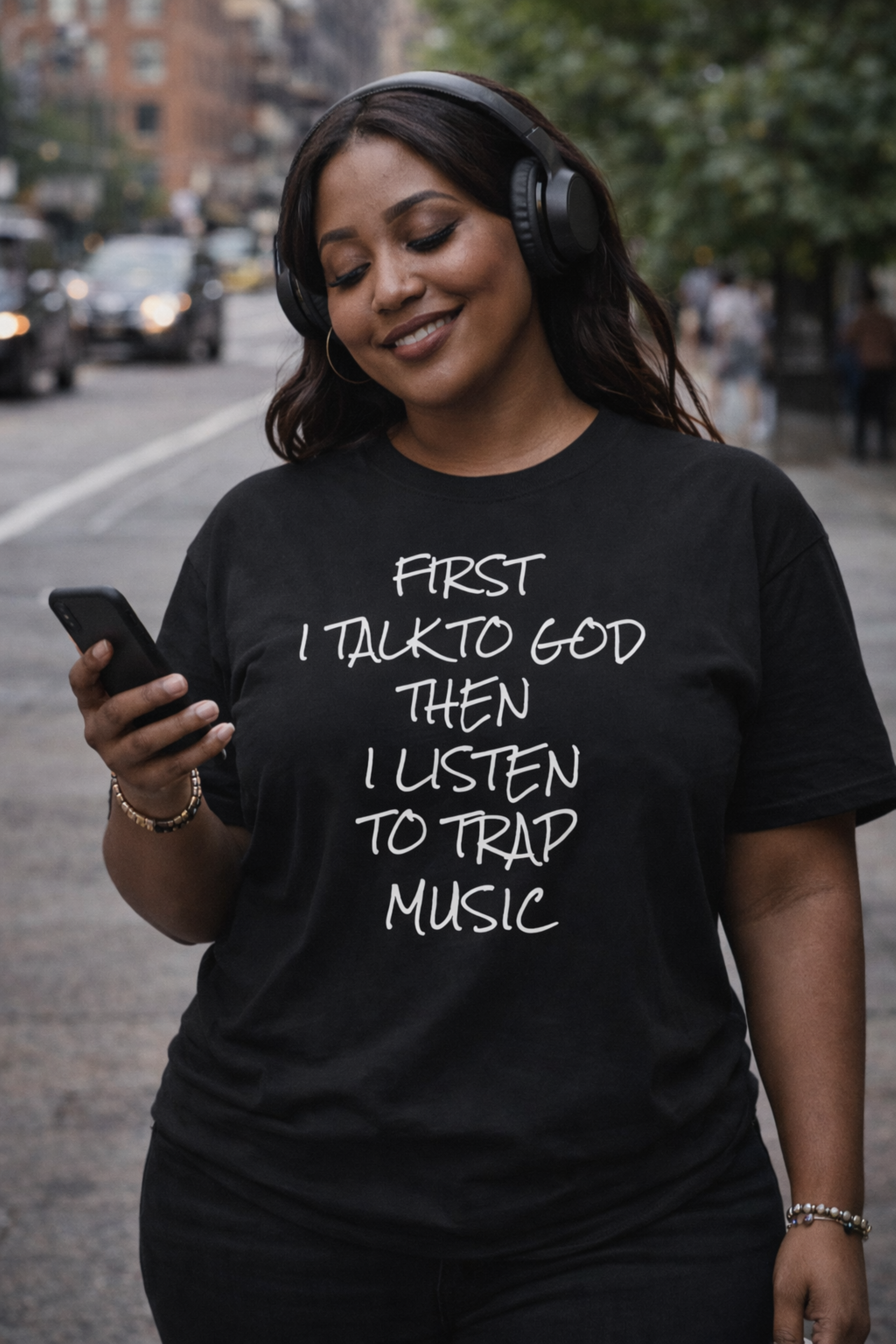 Talk to God, Then Trap Unisex Graphic Tee — Faith and Hustle