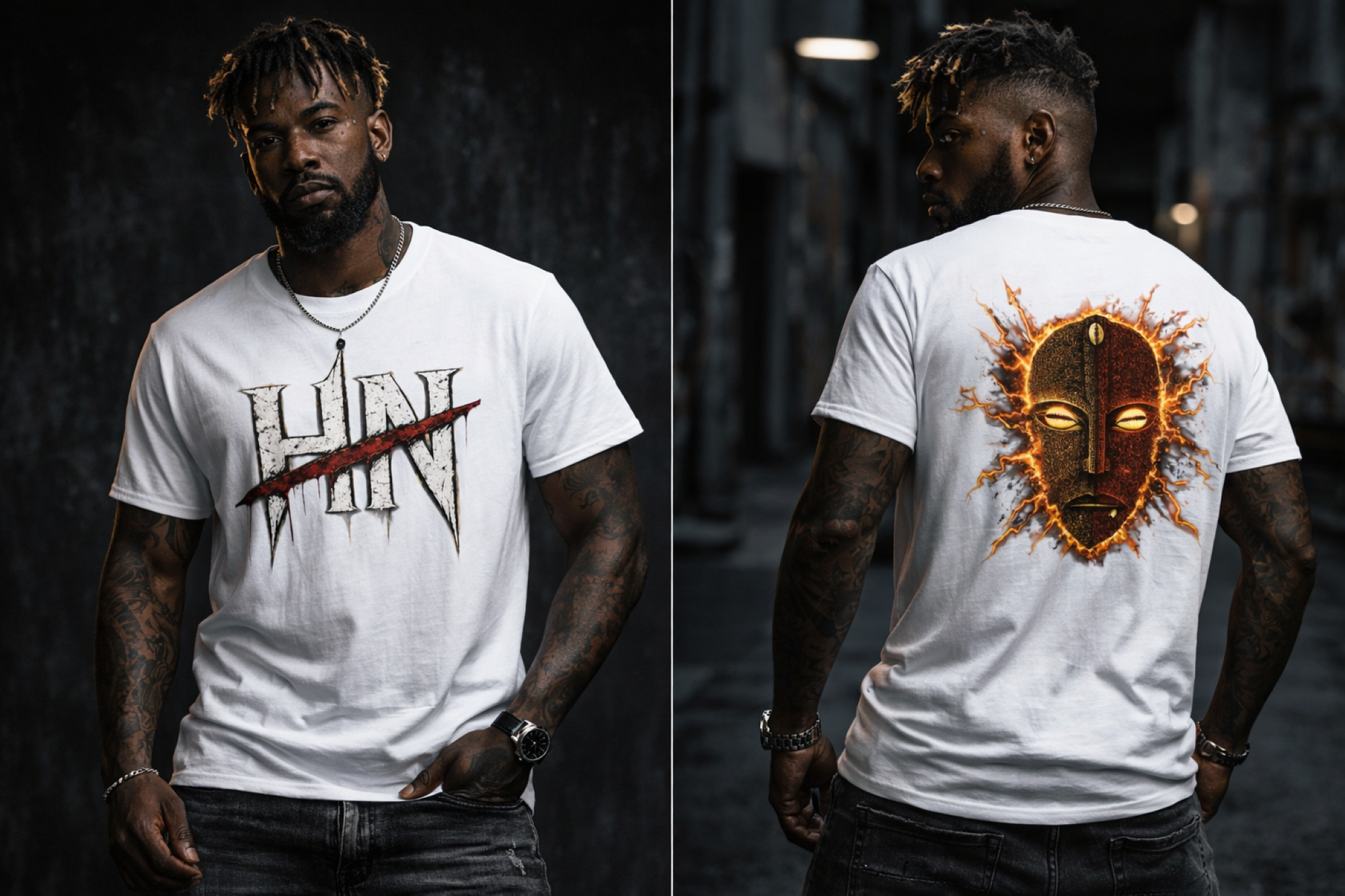 Hexa Noir “Creation” Tee – Fire Mask Streetwear