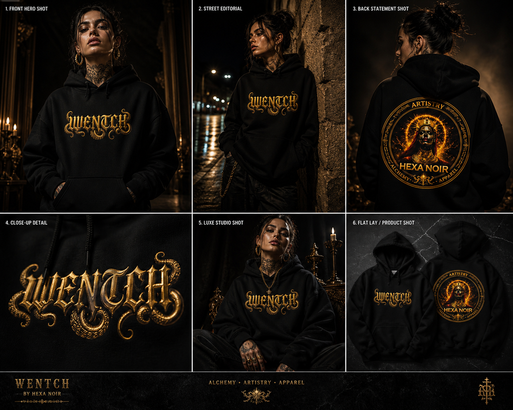 Wentch Gothic Gold Script with Hexa Noir Logo