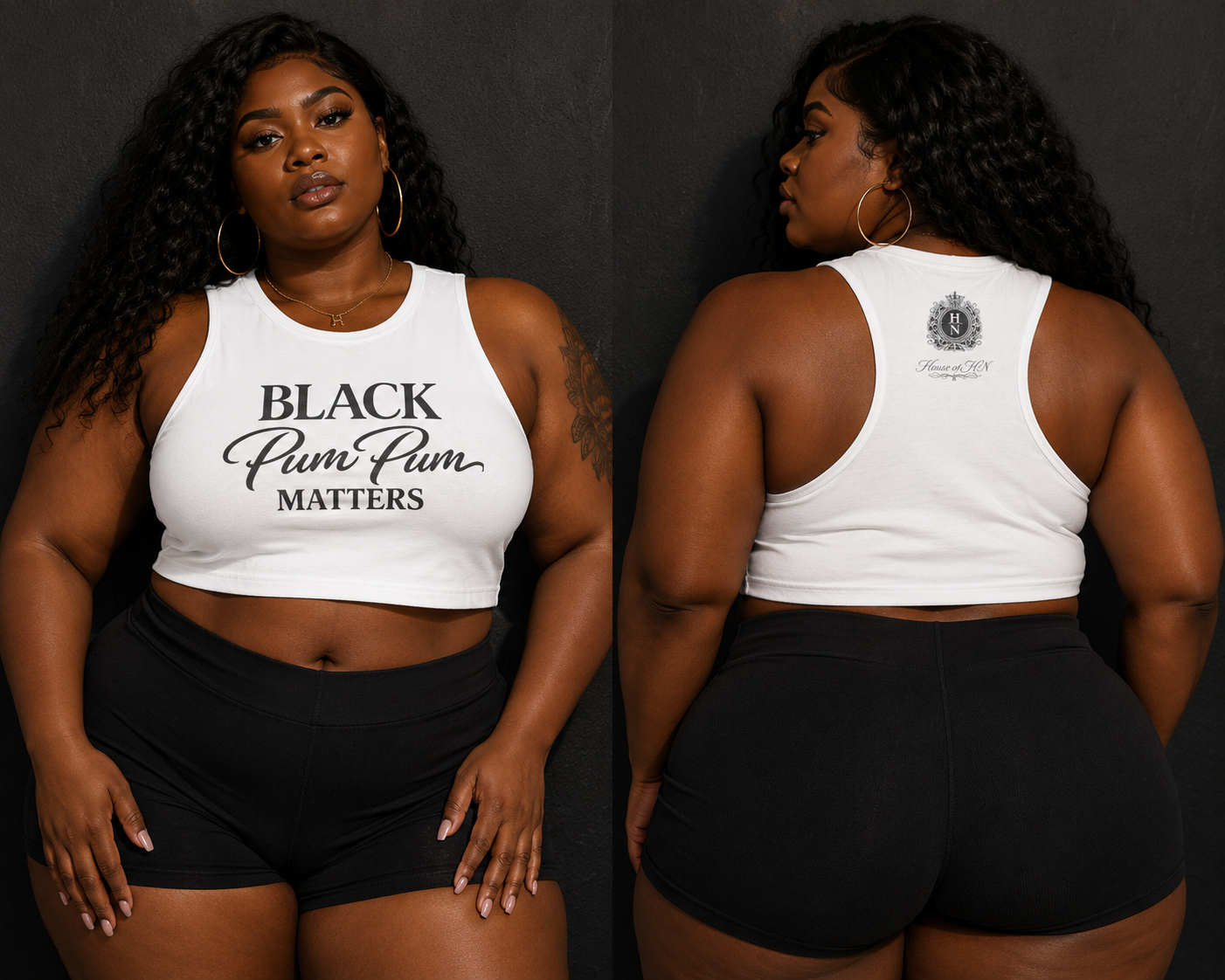 House of H/N Black Pum Pum Matters Crop Top