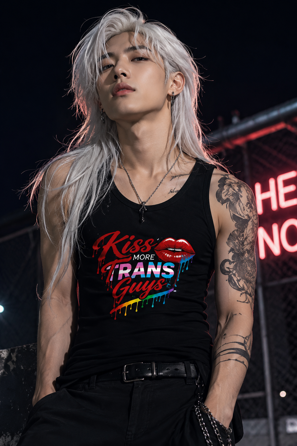 Kiss More Trans Guys Rainbow Tank| Hexa Noir Pride '26