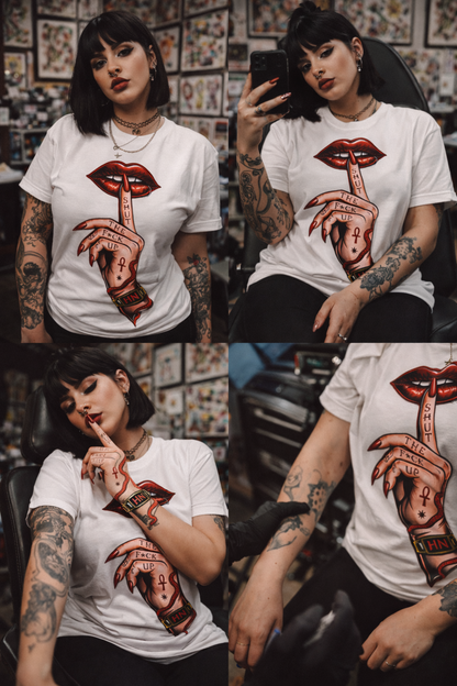 SILENCE. Statement Tee | Gothic Streetwear Shirt | Unisex Dark Aesthetic | Hexa Noir Graphic Tee