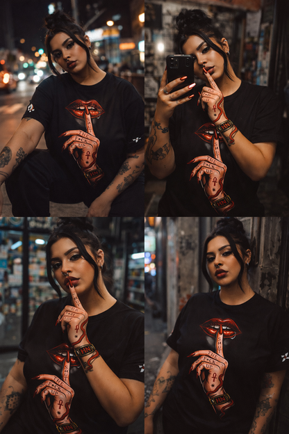 SILENCE. Statement Tee | Gothic Streetwear Shirt | Unisex Dark Aesthetic | Hexa Noir Graphic Tee