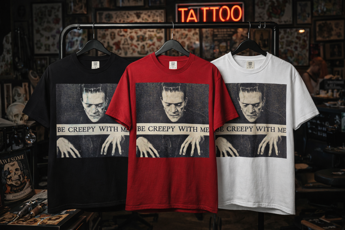 Be Creepy With Me Tee – Gothic Horror Streetwear