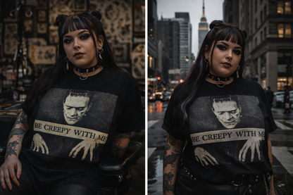Be Creepy With Me Tee – Gothic Horror Streetwear