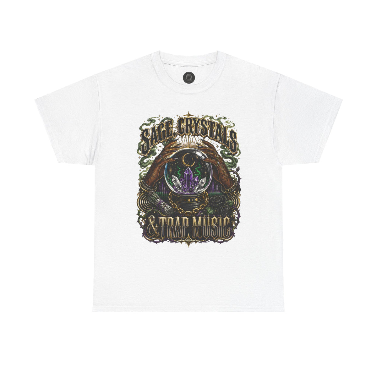 Sage, Crystals, and Trap Music, Casual Wear, Gift for Music Lovers, Spiritual Tee