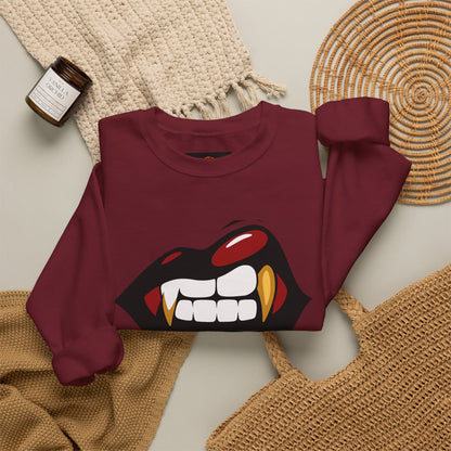Vampire Bite Crewneck Sweatshirt | Gothic Streetwear | Dark Feminine Fashion | Edgy Alt Style |