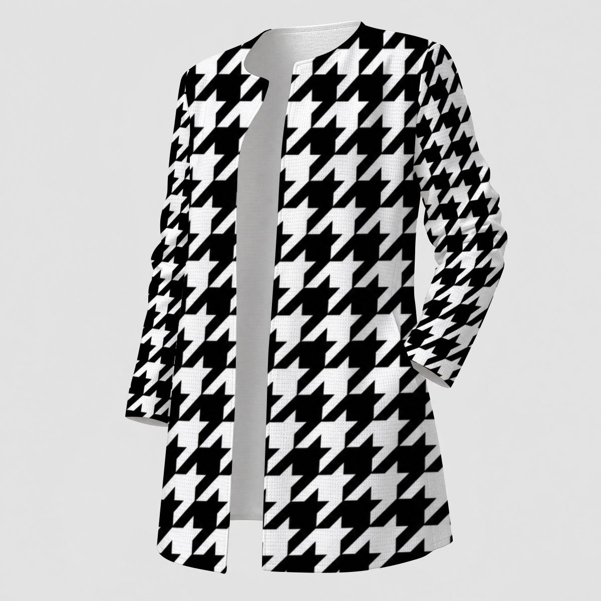 Noir Contrast black and white houndstooth cardigan by Hexa Noir