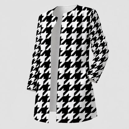 Noir Contrast black and white houndstooth cardigan by Hexa Noir