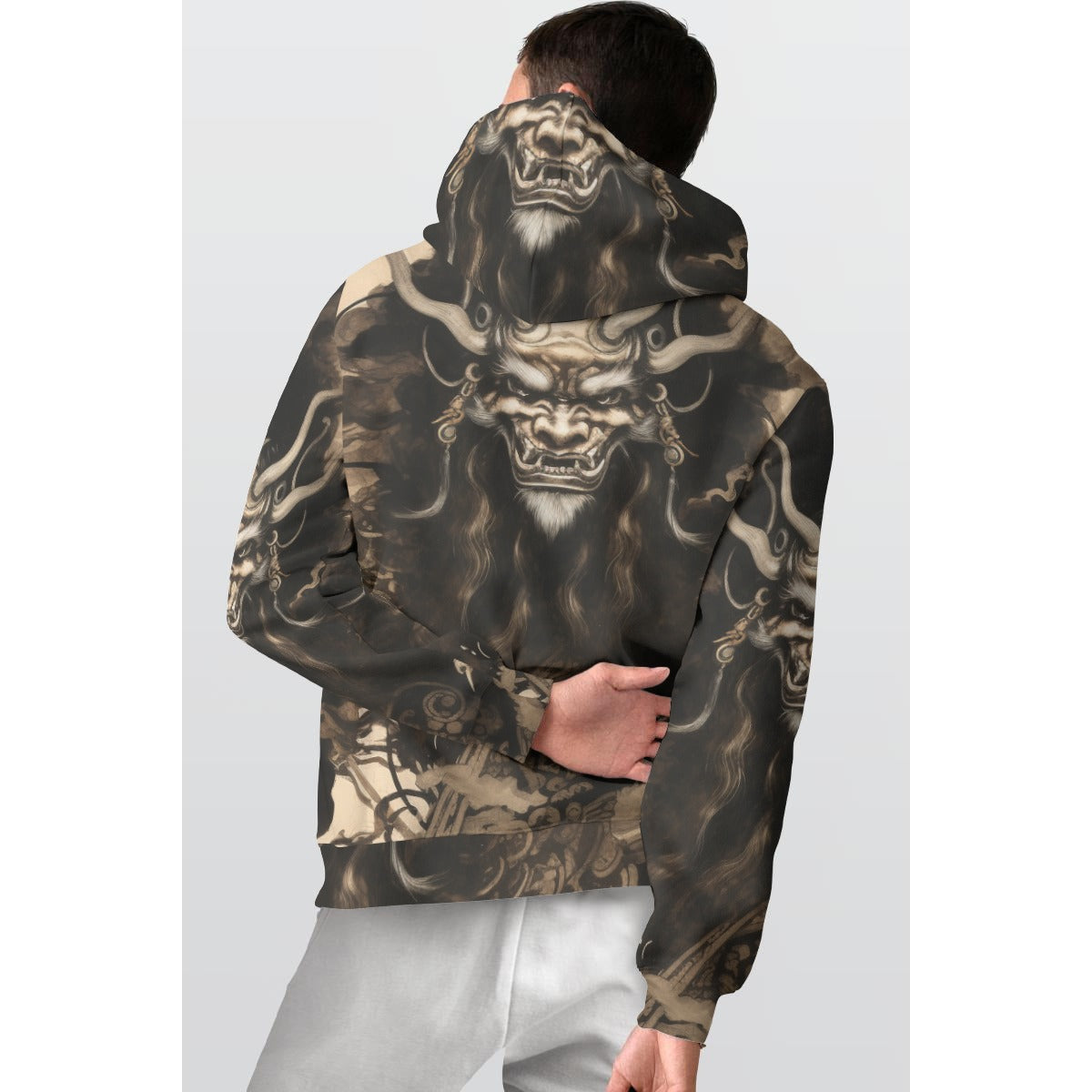 Eclipse Thorn all-over print fleece-lined hoodie by Hexa Noir