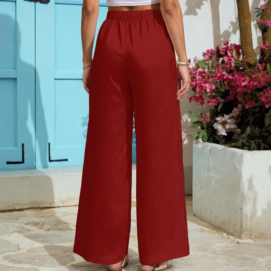 Crimson Drift women's wide-leg pants with pockets by Hexa Noir