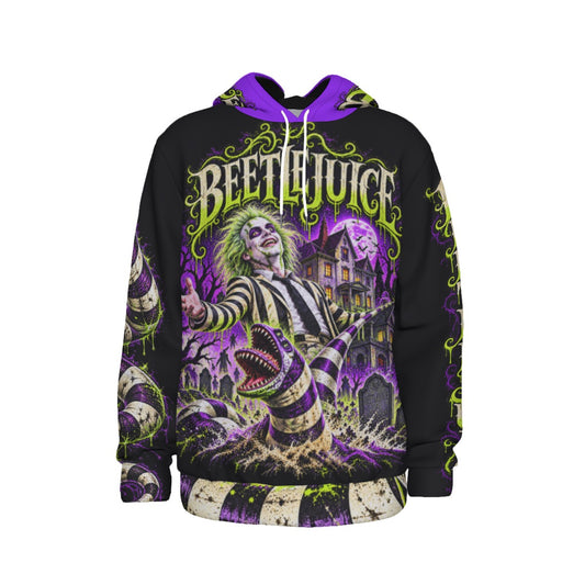 Beetlejuice Haunted Chaos purple and acid-green fleece-lined hoodie by Hexa Noir