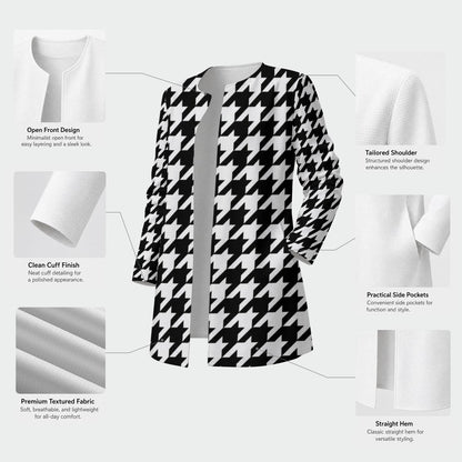 Noir Contrast black and white houndstooth cardigan by Hexa Noir