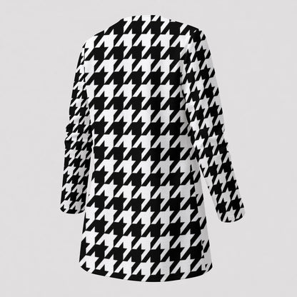 Noir Contrast black and white houndstooth cardigan by Hexa Noir