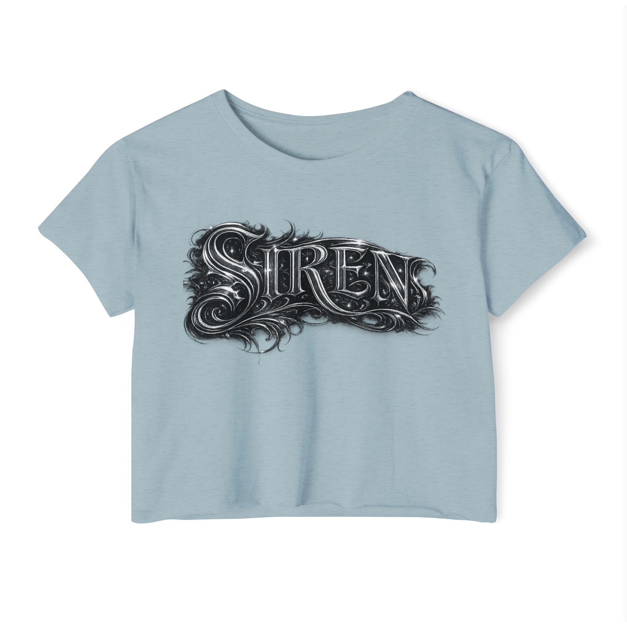 Siren Festival Crop Top — Gothic Mermaid Moon Graphic Tee