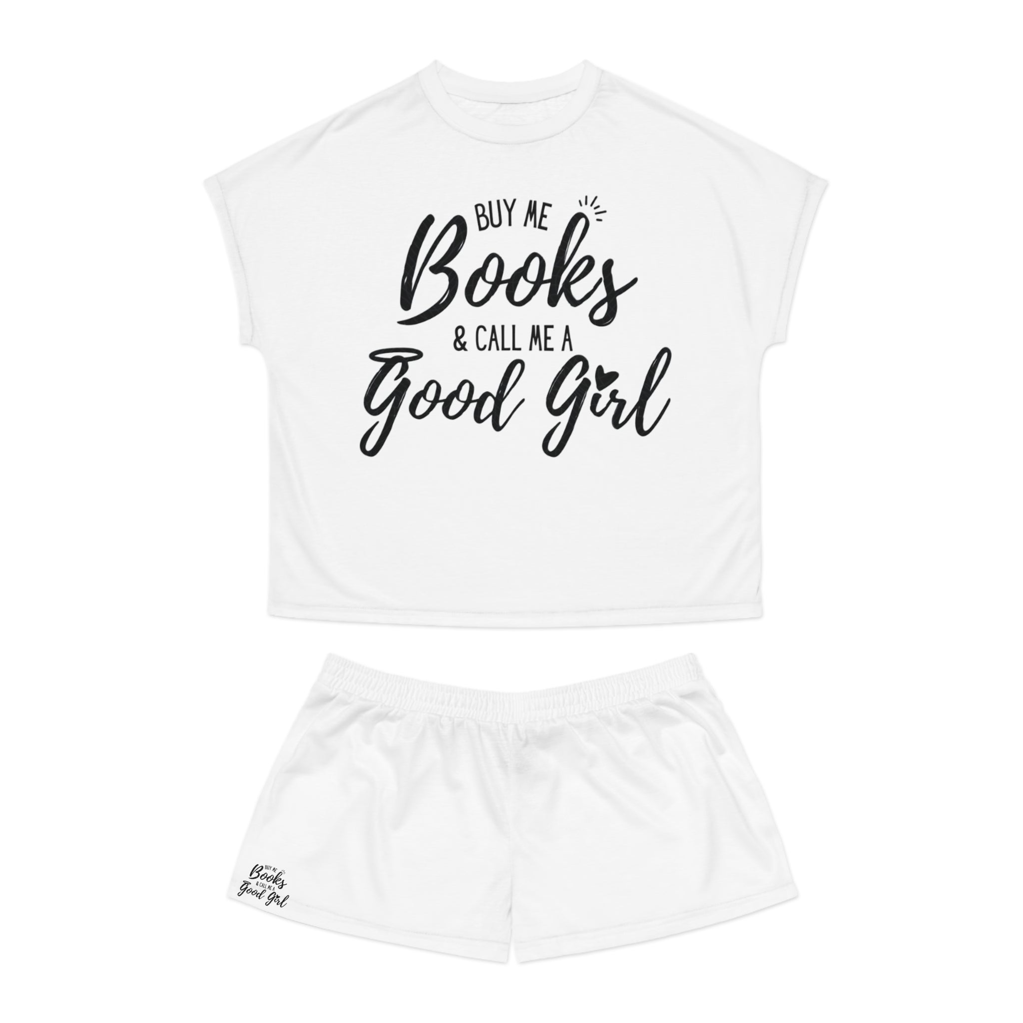 Book Lover Women's Short Pajama Set — 'book lover' Graphic Sleepwear